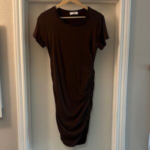 Babaton Brown Dress with Ruched Detail